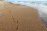 Footsteps on a beach in North Carolina