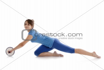 Girl with a gymnastic roller