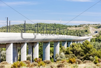 railway viaduct for TGV train near Vernegues, Provence, France