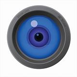 An eye inside of camera lens