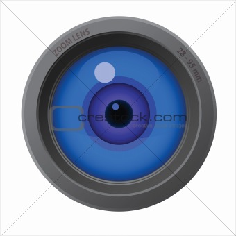 An eye inside of camera lens