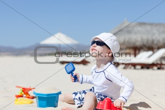 toddler at the tropical beach