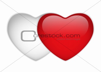 Glass Red and White Heart