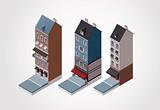 Vector isometric old buildings. Part 2