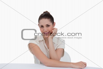 Cute businesswoman sitting