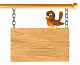 Bird hanging wooden sign