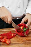 Chopping bell pepper