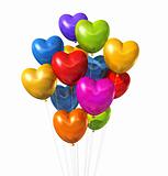 colored heart shape balloons isolated on white