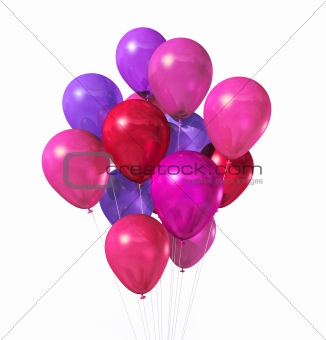 pink balloons group isolated on white