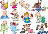 cartoon babies and children set