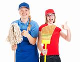 Stock Photo of Enthusiastic Teen Workers - Thumbs Up