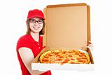 Stock Photo of Pretty Pizza Delivery Girl