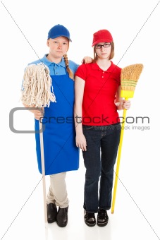 Stock Photo of Serious Teenage Workers