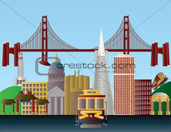 San Francisco City Skyline Illustration
