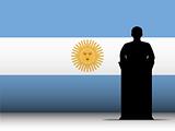 Argentina Speech Tribune Silhouette with Flag Background