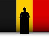 Belgium Speech Tribune Silhouette with Flag Background
