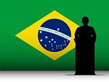 Brazilian Speech Tribune Silhouette with Flag Background
