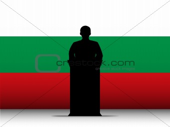 Bulgaria Speech Tribune Silhouette with Flag Background