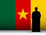 Cameroon Speech Tribune Silhouette with Flag Background