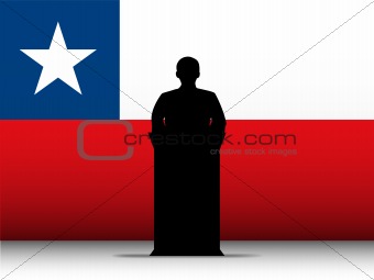Chile Speech Tribune Silhouette with Flag Background