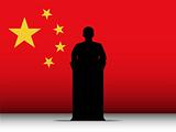 China Speech Tribune Silhouette with Flag Background