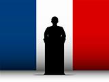 France Speech Tribune Silhouette with Flag Background