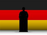 Germany Speech Tribune Silhouette with Flag Background