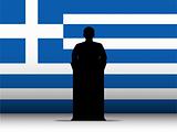 Greece Speech Tribune Silhouette with Flag Background