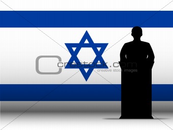 Israel Speech Tribune Silhouette with Flag Background