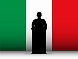 Italy Speech Tribune Silhouette with Flag Background