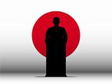 Japan Speech Tribune Silhouette with Flag Background