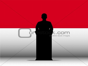 Monaco Speech Tribune Silhouette with Flag Background