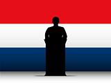 Netherlands Speech Tribune Silhouette with Flag Background
