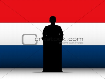 Netherlands Speech Tribune Silhouette with Flag Background