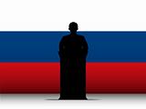 Russia Speech Tribune Silhouette with Flag Background