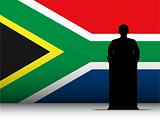 South Africa Speech Tribune Silhouette with Flag Background
