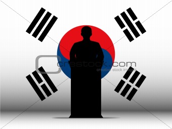 South Korea Speech Tribune Silhouette with Flag Background
