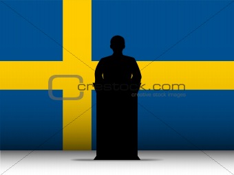 Sweden Speech Tribune Silhouette with Flag Background
