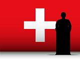Switzerland Speech Tribune Silhouette with Flag Background