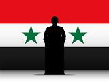 Syria Speech Tribune Silhouette with Flag Background