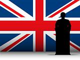 United Kingdom Speech Tribune Silhouette with Flag Background