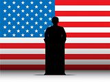 United States of America USA Speech Tribune Silhouette with Flag