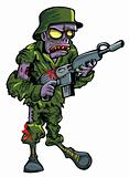Cartoon zombie soldier with a gun