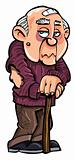 Cartoon old man with walking stick