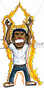 Cartoon of man getting energy