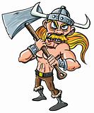 Cartoon Viking with huge axe.