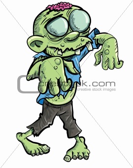 Cute green cartoon zombie.
