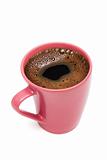 pink mug from coffee