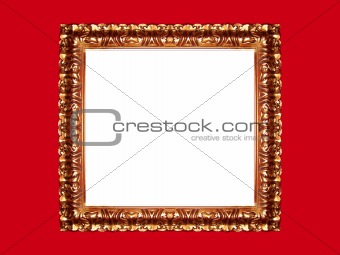 Gold frame on red background