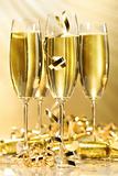 Glasses of golden champagne